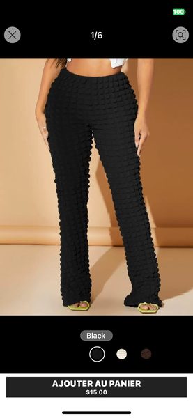 Pantalon texturé à taille haute
