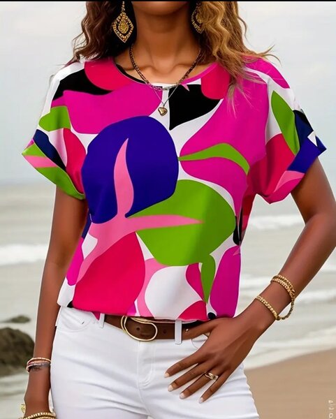 Blouse Imprimée Colorée Femme