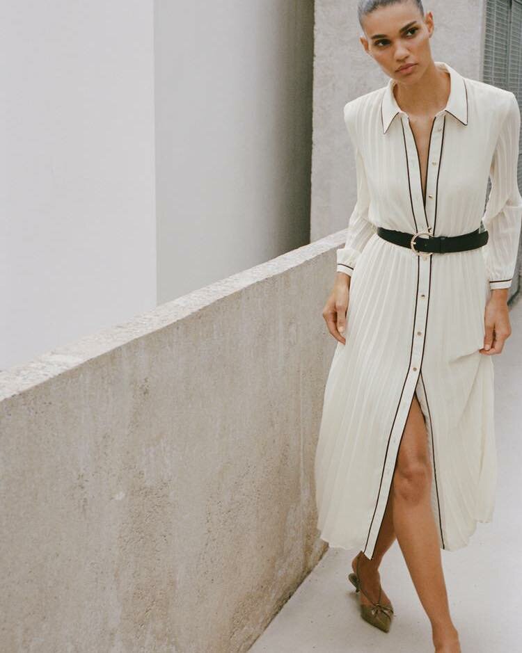 Zara Pleated Dress with Belt 