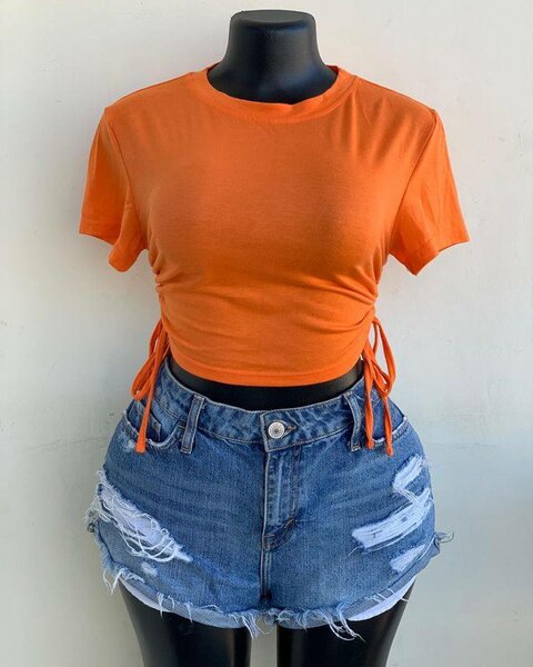 T-shirt court orange ajusté