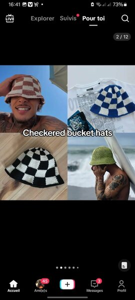 Chapeaux tendance en damier