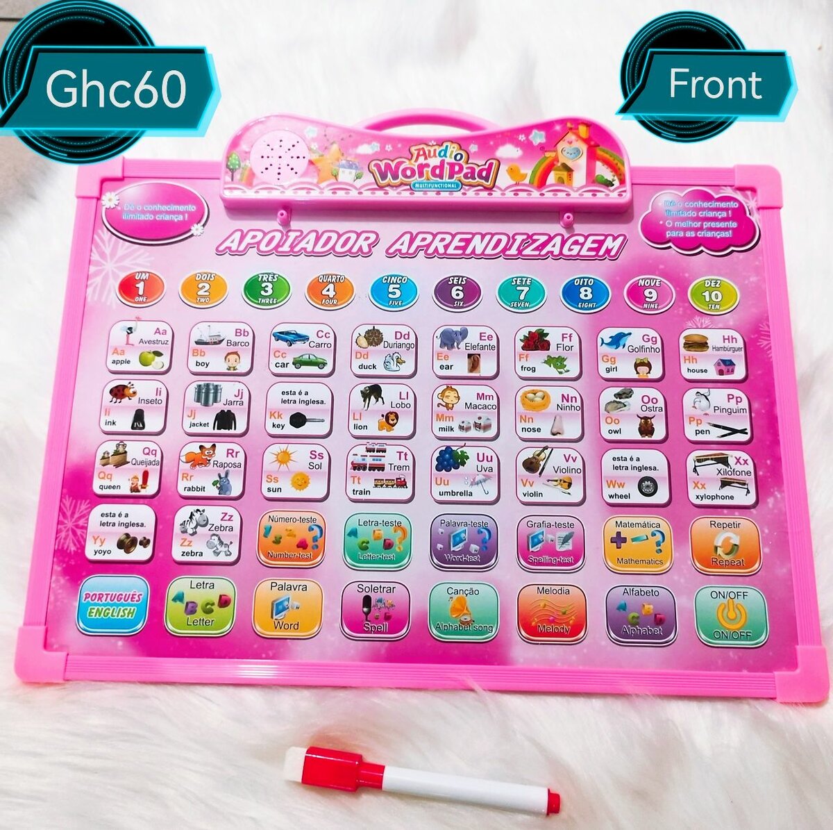 Bilingual Learning Board With Drawing Slate