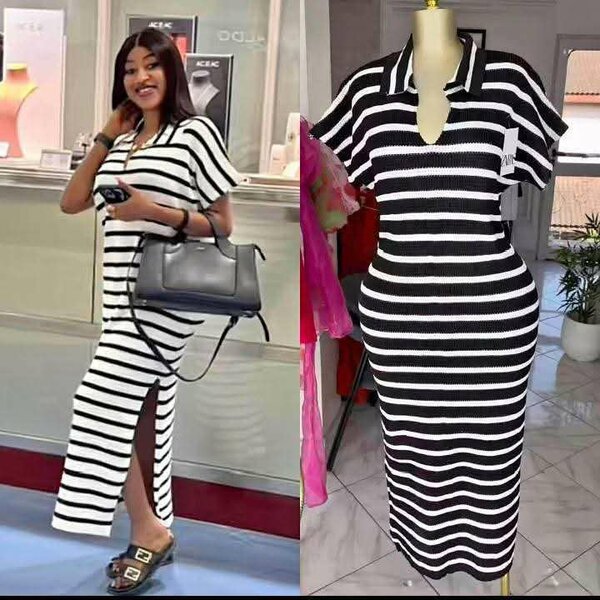 Robe Rayée Élégante Femme