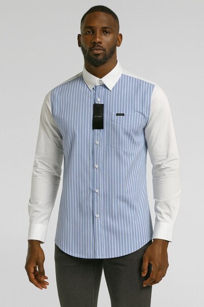Chemise rayée à manches longues pour homme