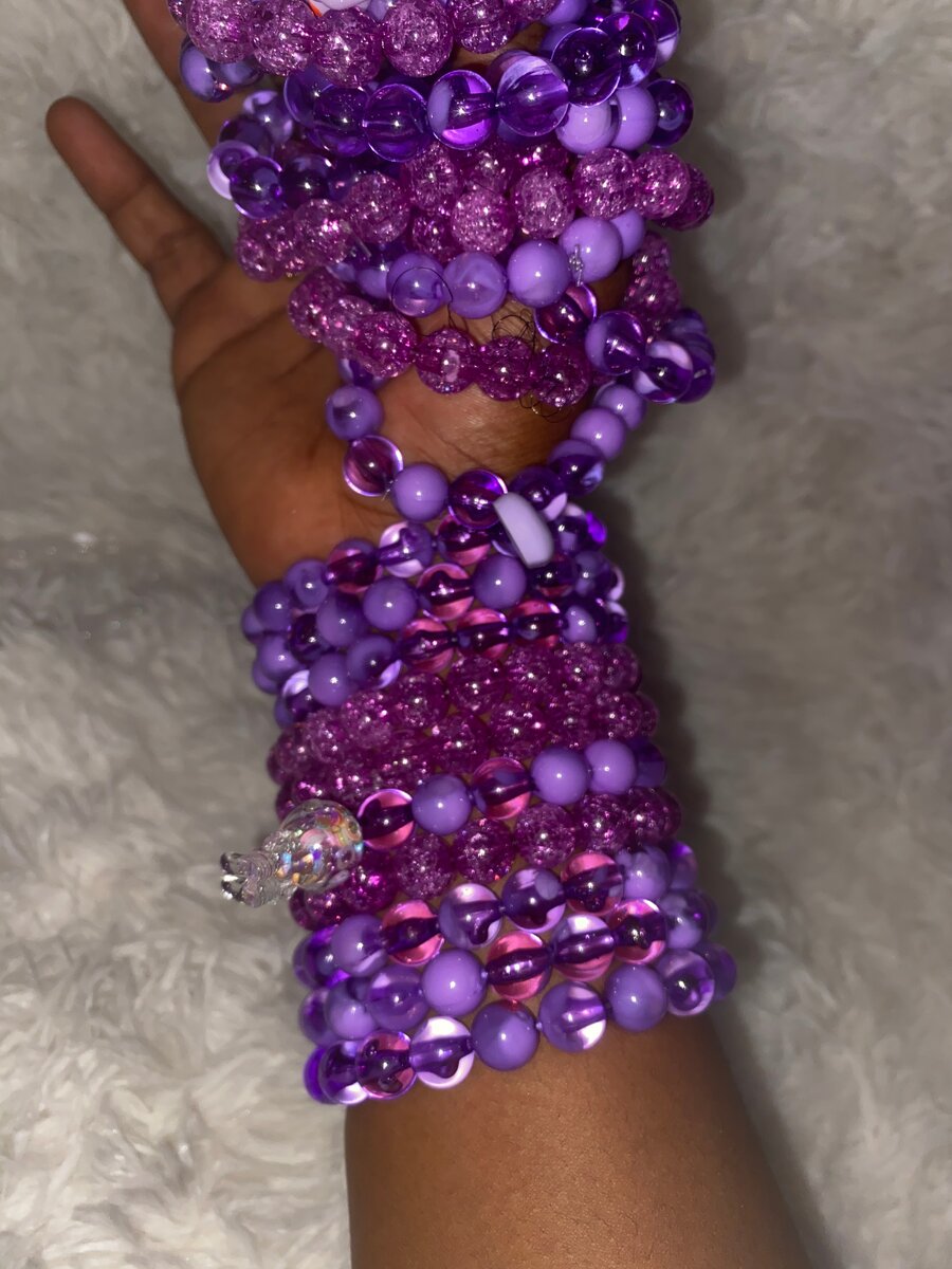 3 Bracelets en perle violette