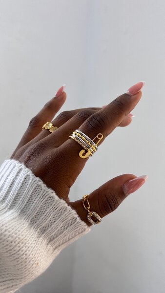Bague Empilable en Or et Argent