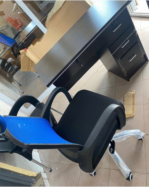 DESK WITH DRAWERS &SWIVEL CHAIR WITH HEADREST