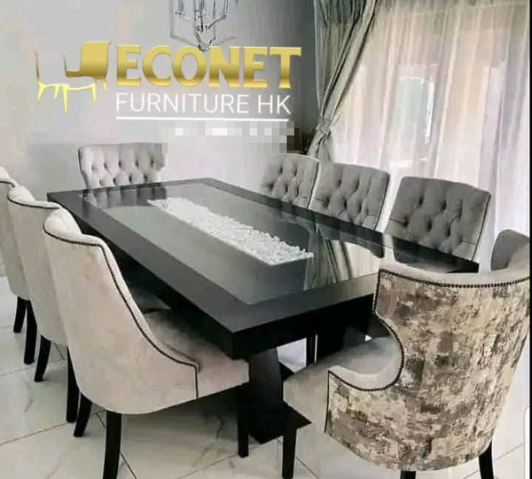 Kitchen furniture, table with 8 armchairs