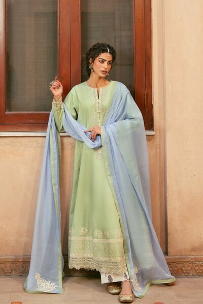Stitched embroidered lawn 3 piece