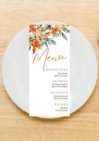 Menus élégants pour événements