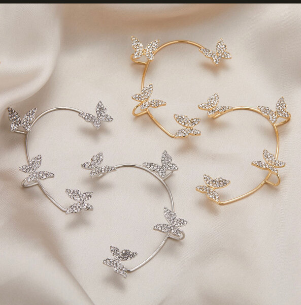 Boucles d'oreilles papillon strass