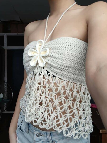 Top d'été en crochet bohème