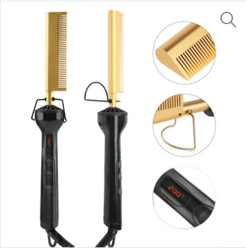 Multi-Function Digital brush electric heating comb Hair Curling Iron Straightener hot Comb ceramic label hot comb electric hair straightener comb