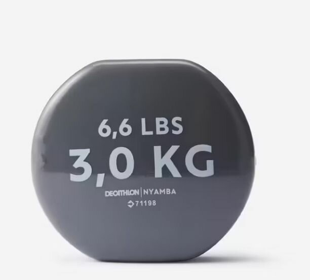 3 kg fitness dumbbells twin-pack - grey