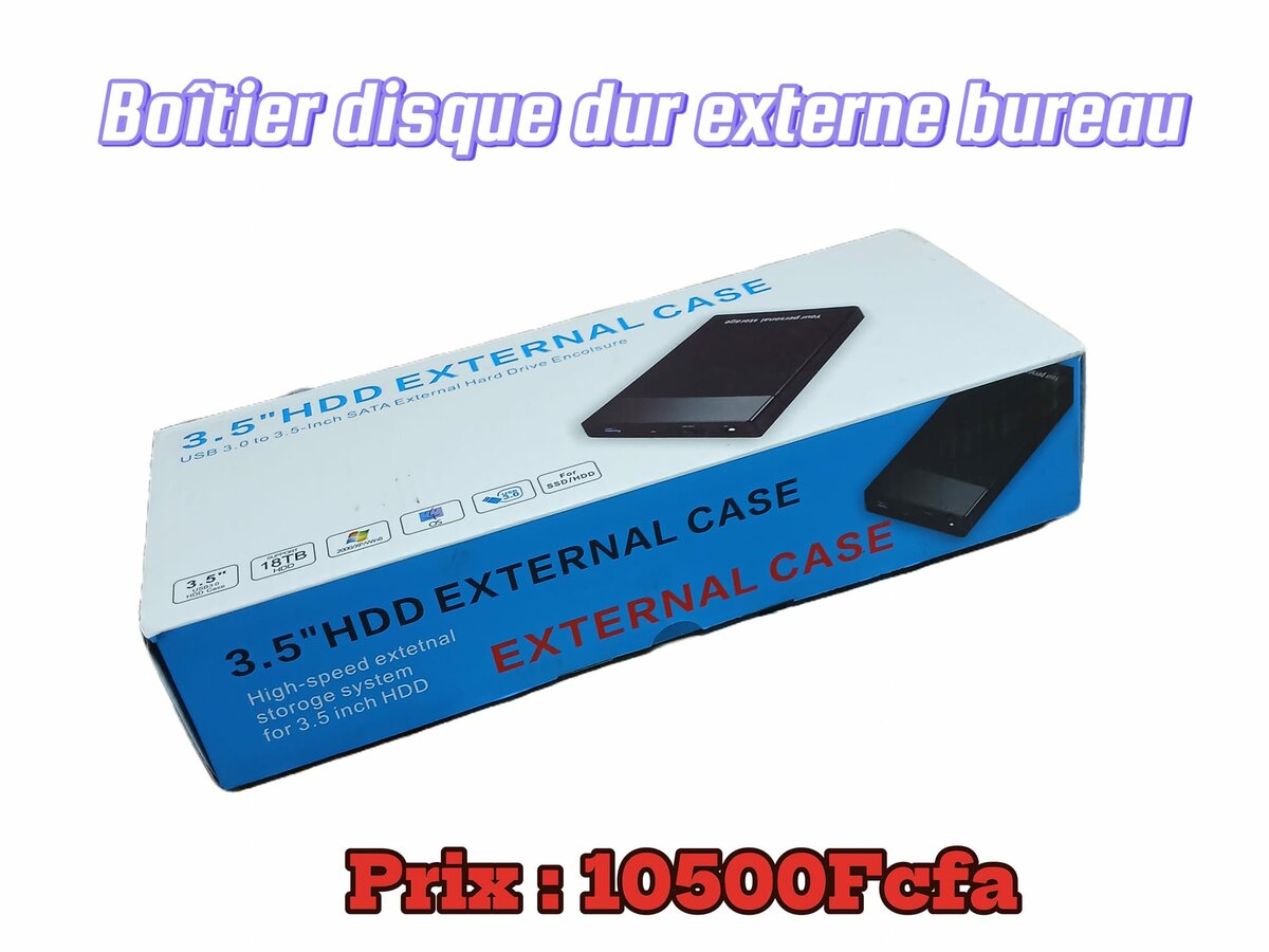 BOÎTIER EXTERNE POUR DISQUE DUR 3,5"  BOÎTIER EXTERNE  Système de stockage externe haute vitesse pour disque dur de 3,5 pouces