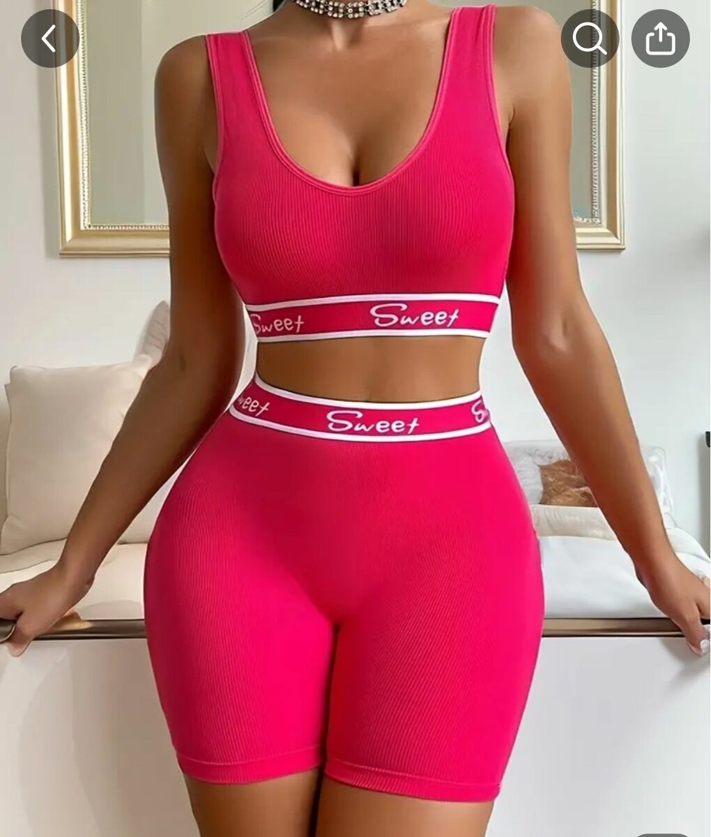 1 Set Causal Lingerie Set, Color Block Letter Print Tank Bra