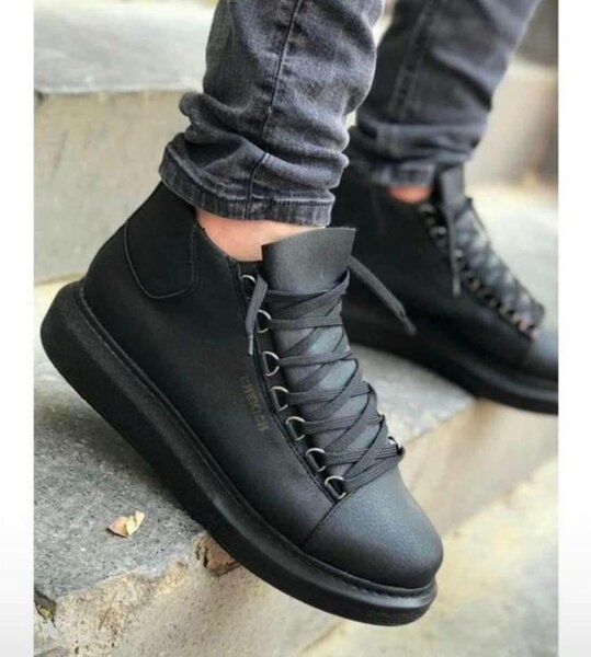 Baskets montantes en cuir noir