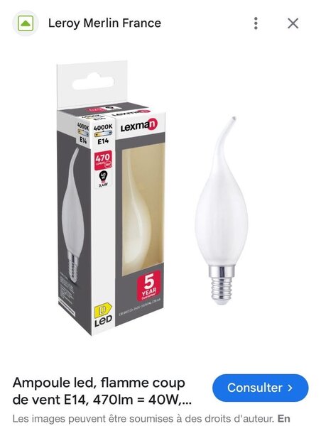 Ampoule LED Flamme E14 470lm
