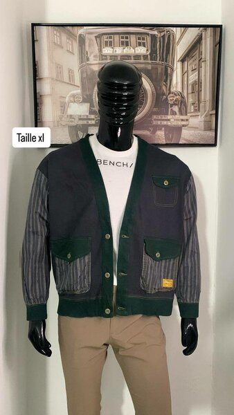 Cardigan rayé homme XL