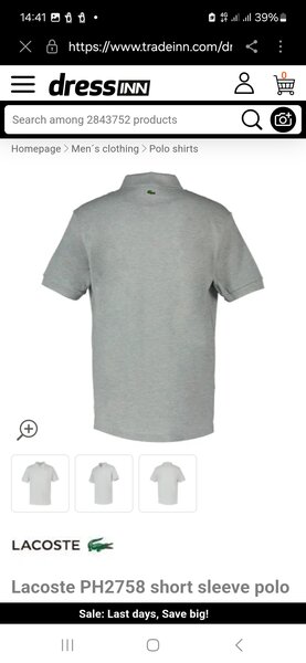 Polo gris Lacoste homme