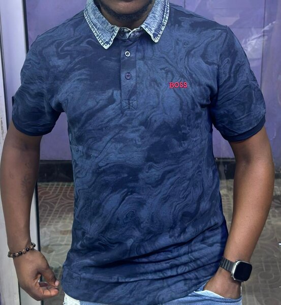 Polo homme col contrasté