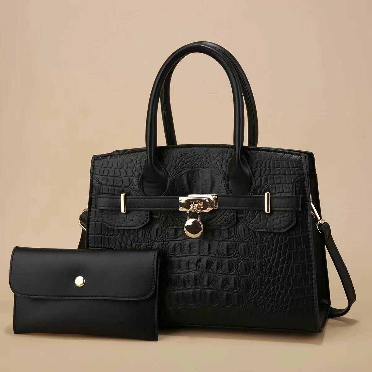 Elegant Croc-Embossed Handbag Set