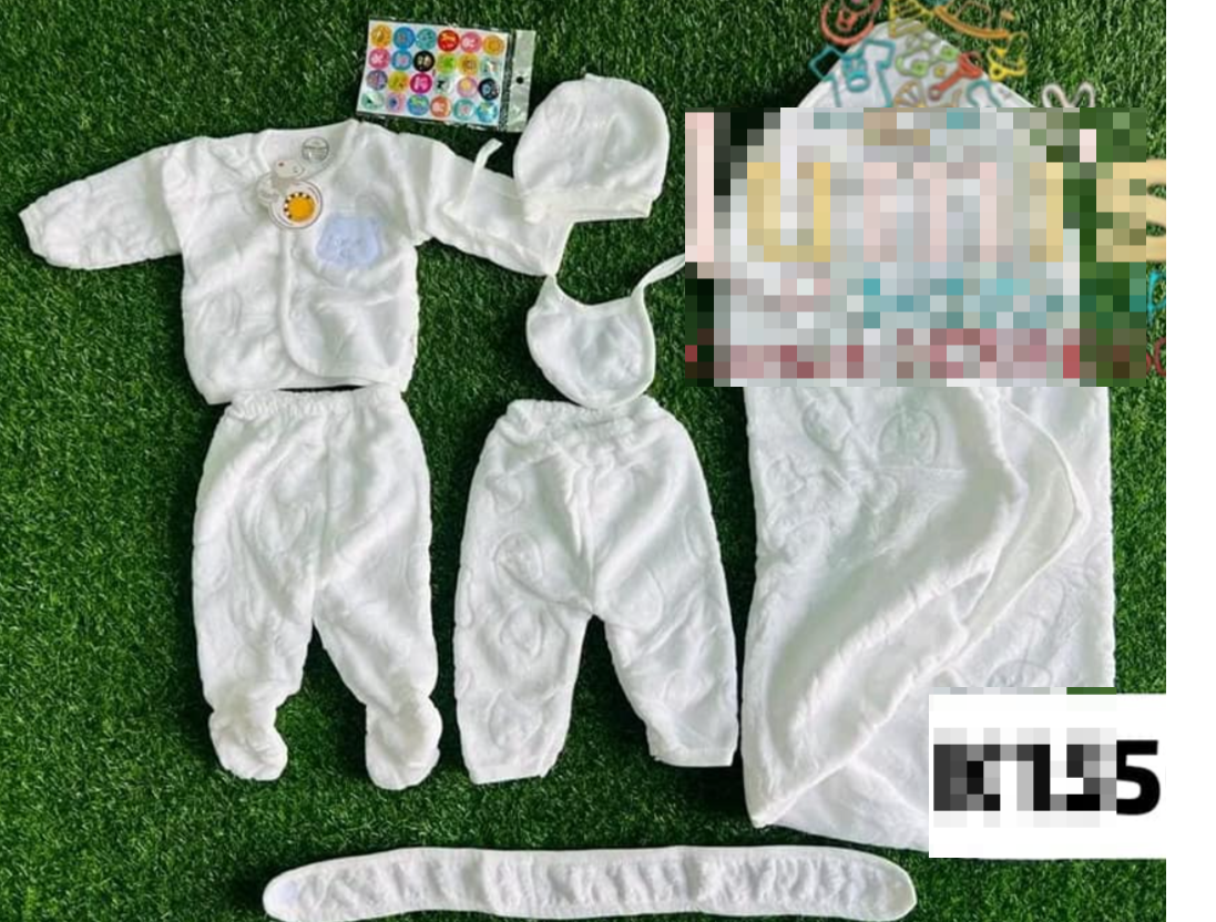 Newborn baby kit, white, 7 pieces