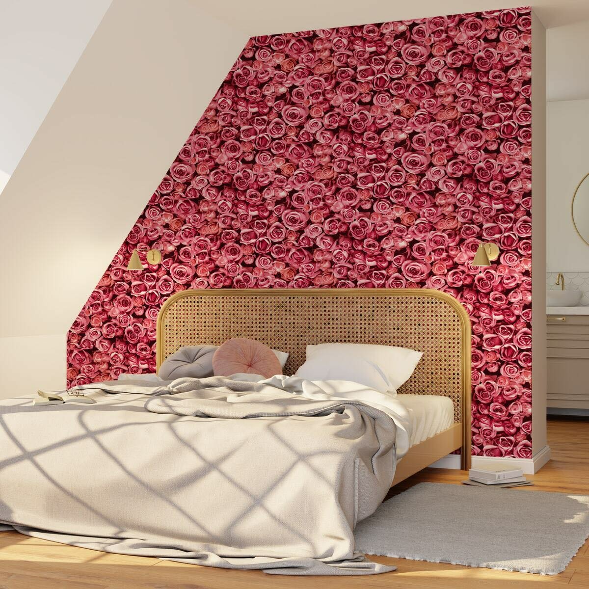 Papier peint floral roses