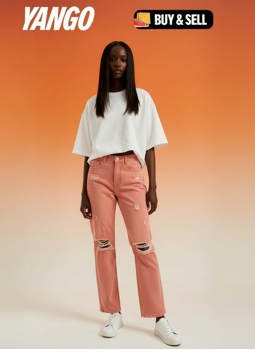 Pantalon en jean déchiré femme