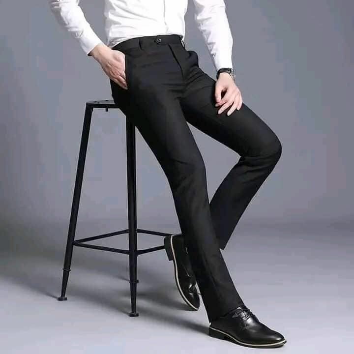 Office Material Trouser - Black
