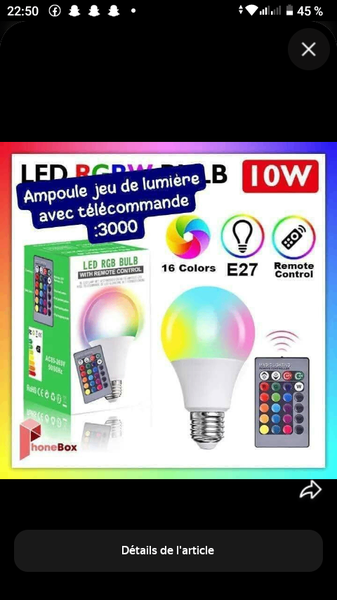 Ampoule LED RGB 10W