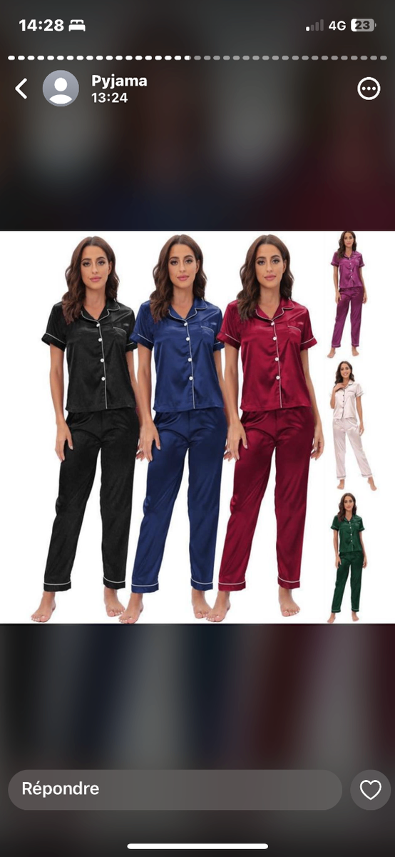 Pyjamas en satin colorés