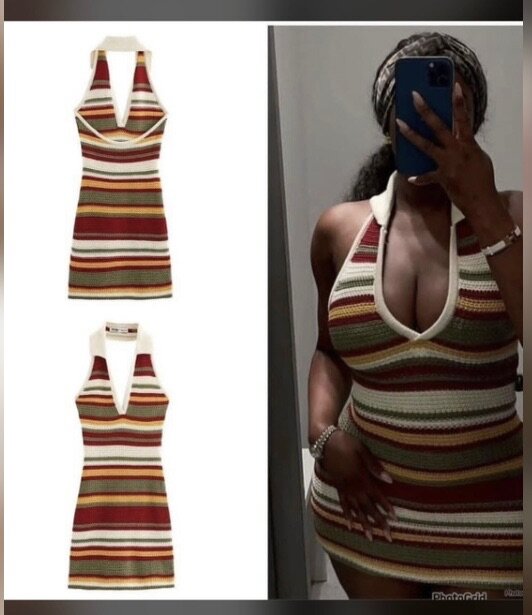 Robe dos nu à rayures tendance