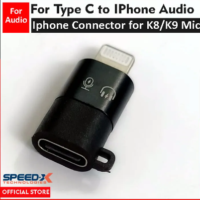 Type C to iPhone Lightening Audio Connector for K8 K9 Mic
