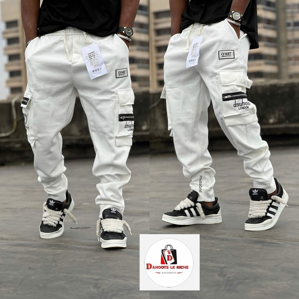 Pantalon cargo blanc tendance