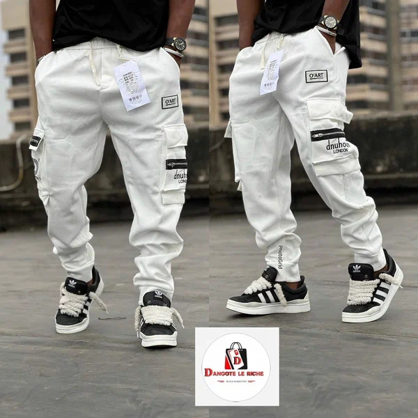 Pantalon cargo blanc tendance