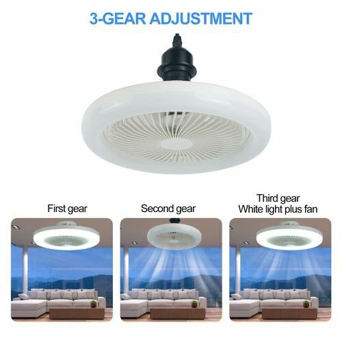 E27 Screw Fan Light,2 in 1 LED Ceiling Fan with Remote Contr