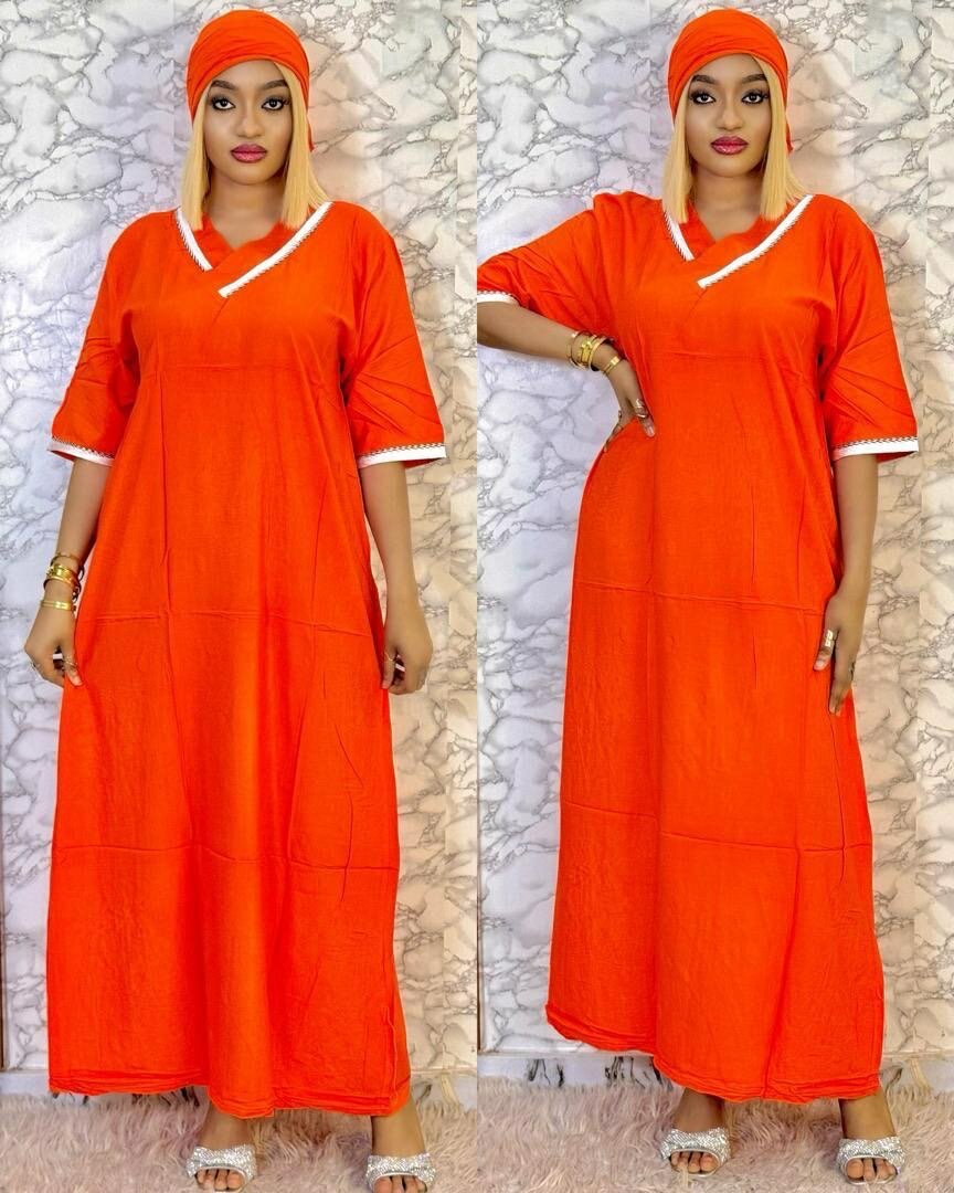 Robe longue en coton décontractée