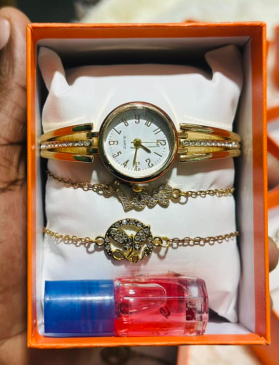 Costume jewelry set + watch and perfume