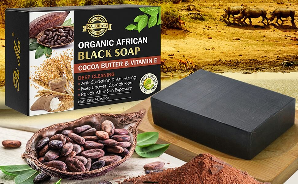 African black soap (cocoa butter & vitamin E)