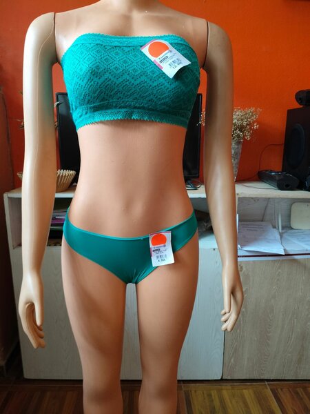 Ensemble lingerie dentelle turquoise