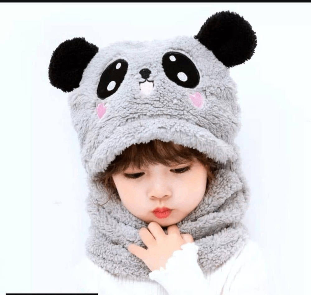 Kids Beanie Wool Cap with Neck Warmer