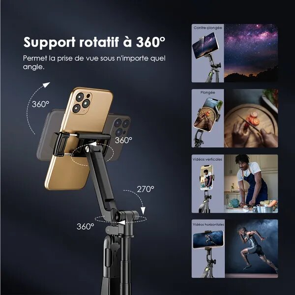 Trépied Smartphone 360° avec Télécommande