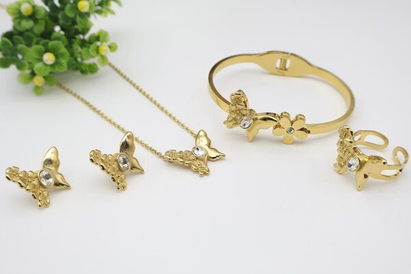 Parure Bijoux Papillon Doré