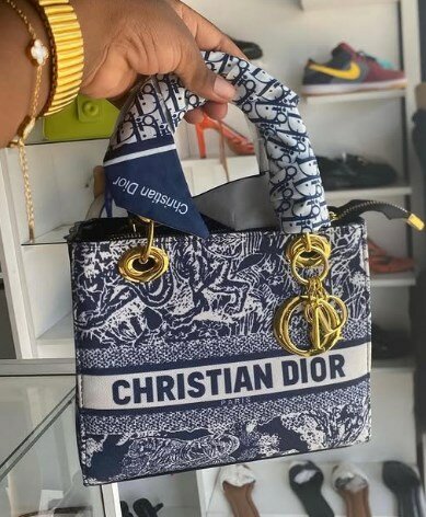 Christian Dior bag black and white with print