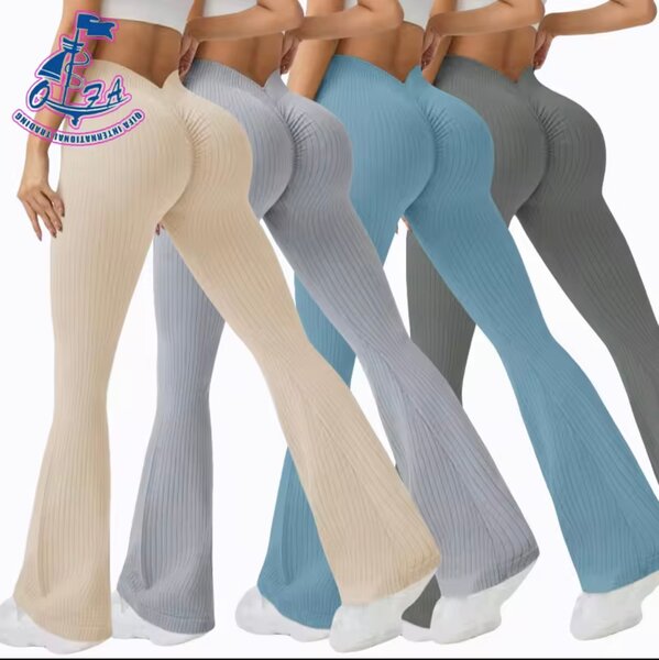 Pantalon évasé côtelé femme