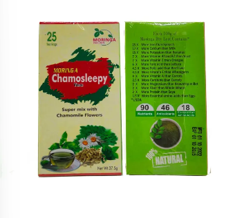 Moringa Chamosleepy Tea - 25 Teabag Box - Promotes Restful Sleep, Reduce Anxiety Depression