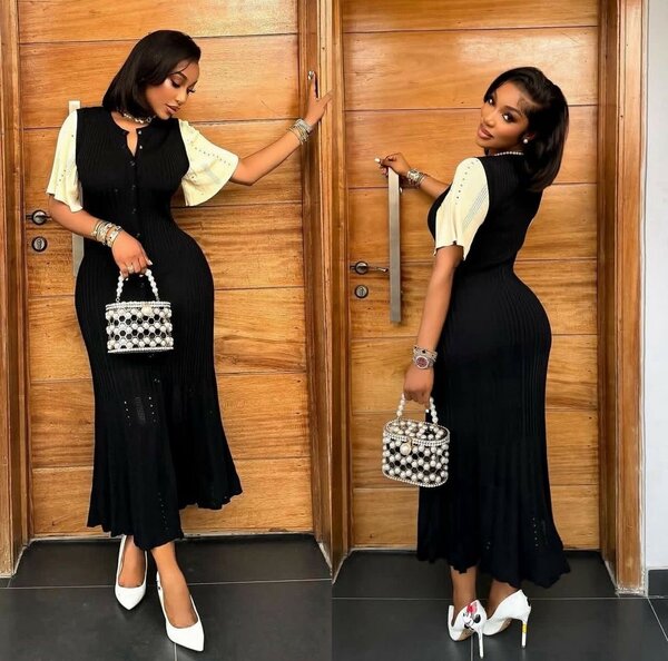 Robe élégante noire en maille