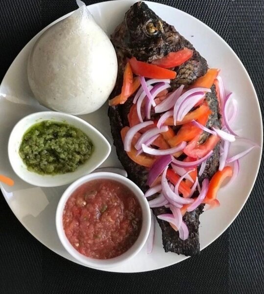Charcoal Grilled Tilapia &Banku