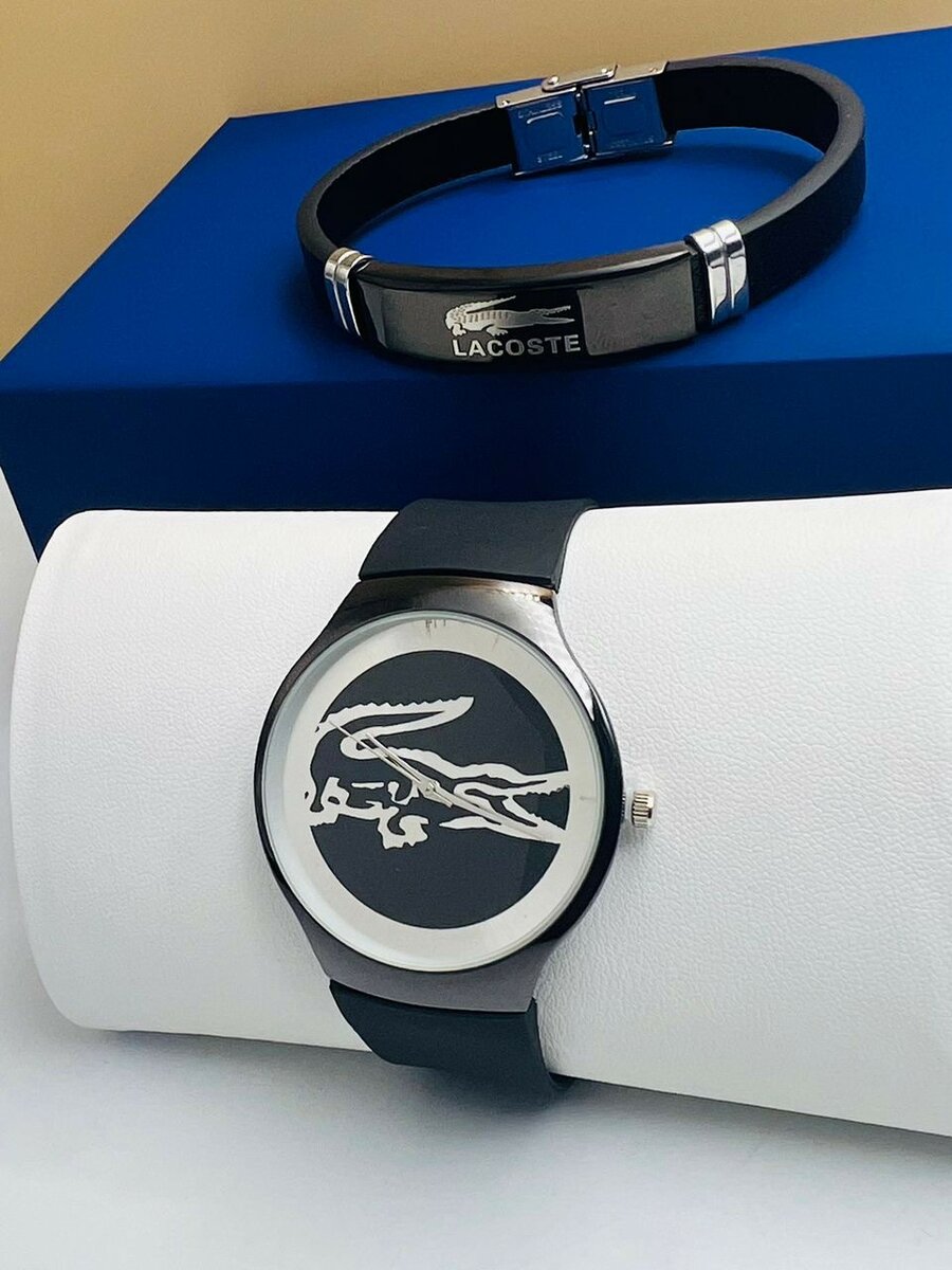 Montre Lacoste noir et Blanc avec bracelet assorti